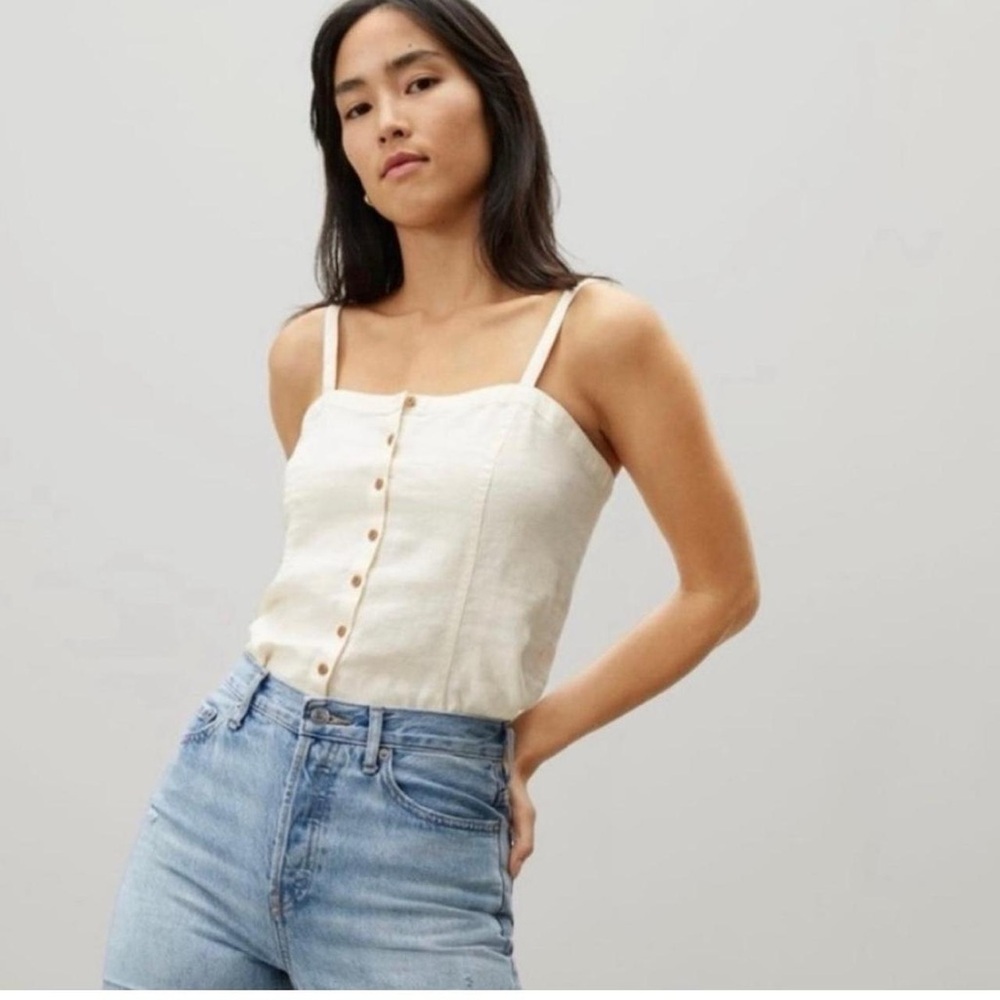 Everlane Cream Button-Front Tank Top